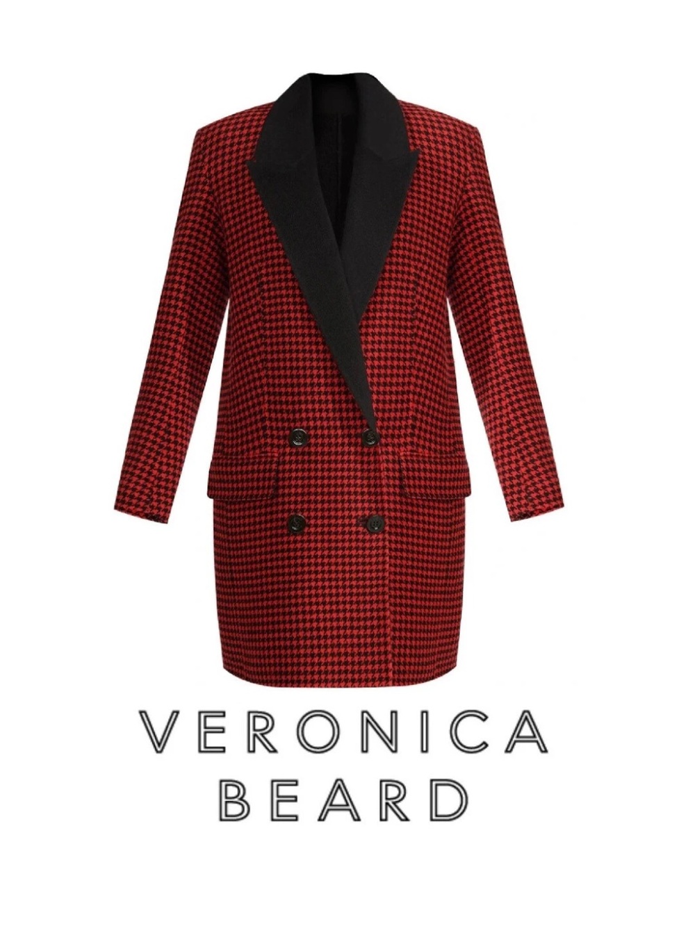 Veronica Beard Senna Double-breasted Houndstooth Wool & Cashmere Coat Size 2